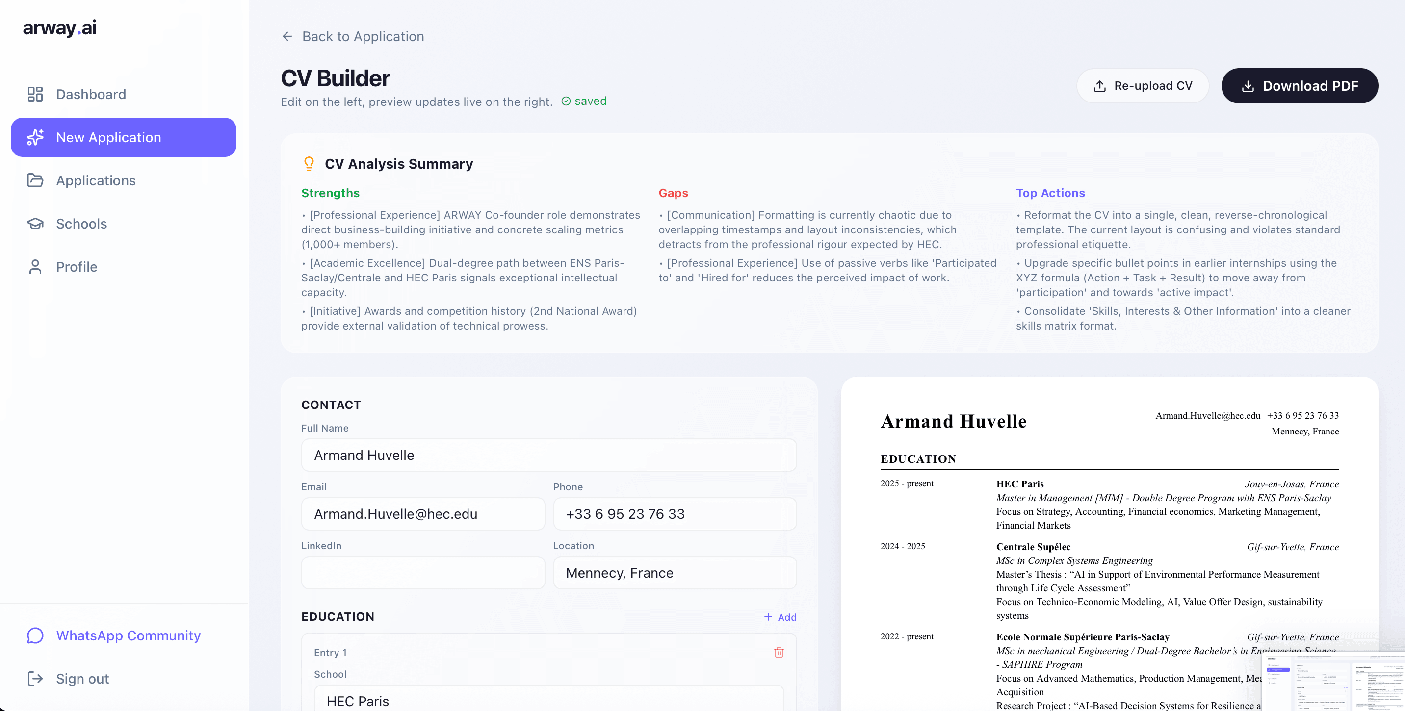 Aperçu ARWAY — écran 3