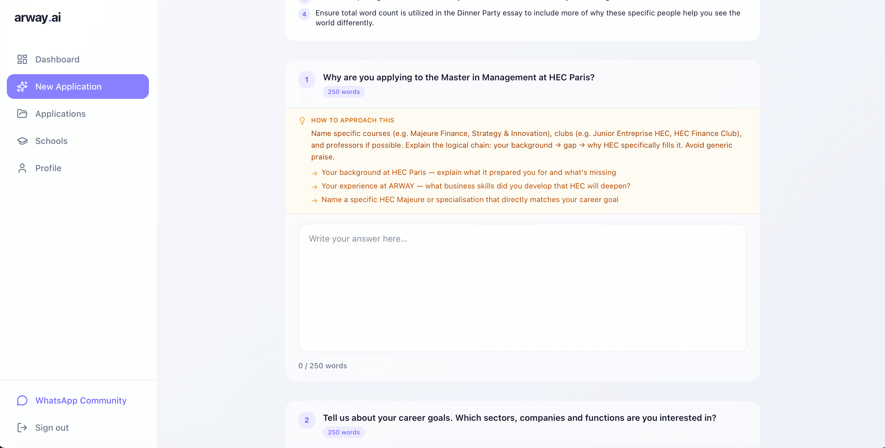 Aperçu ARWAY — écran 4